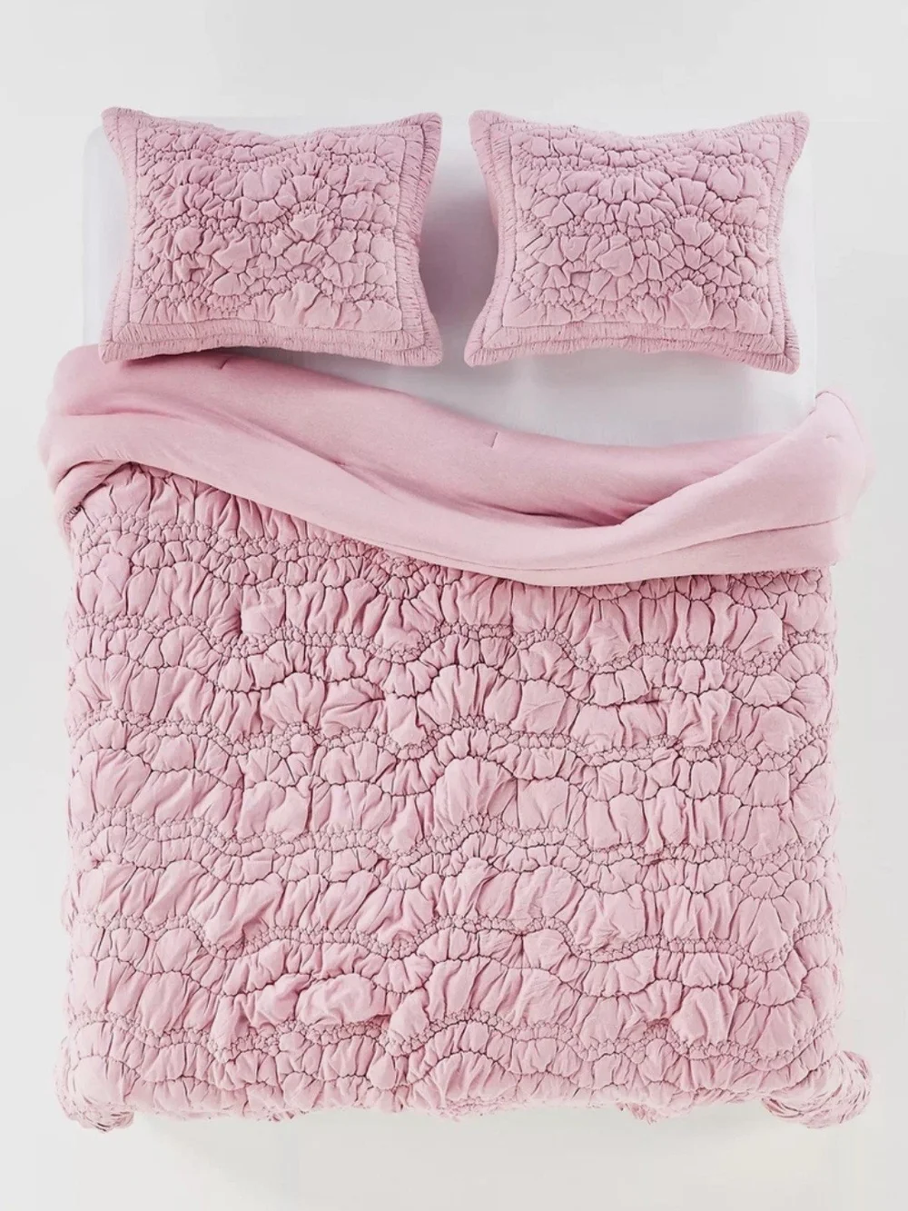 Anthropologie Brooke Heathered Jersey Cotton Quilt Pink Queen